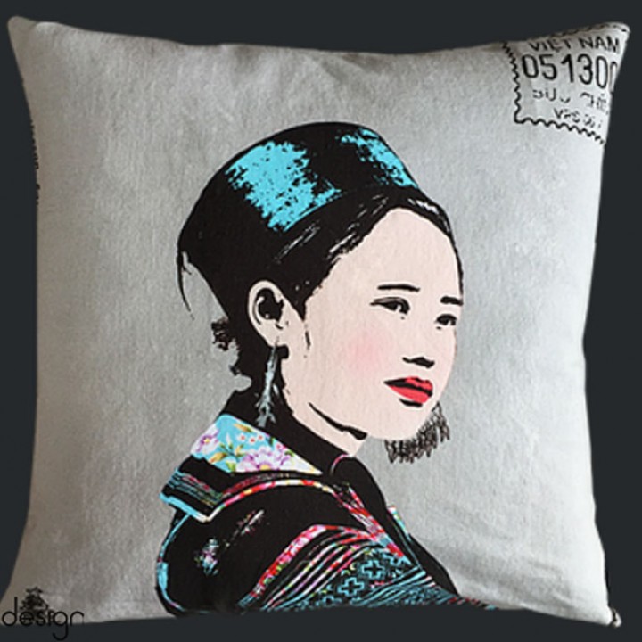 Cushion cover printed Vietnamese ethnic woman-Miss Mong